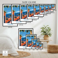 Sardinia Coastal Wall Art Print - Vibrant Detailed Mediterranean View for Home Decor Travel Lovers
