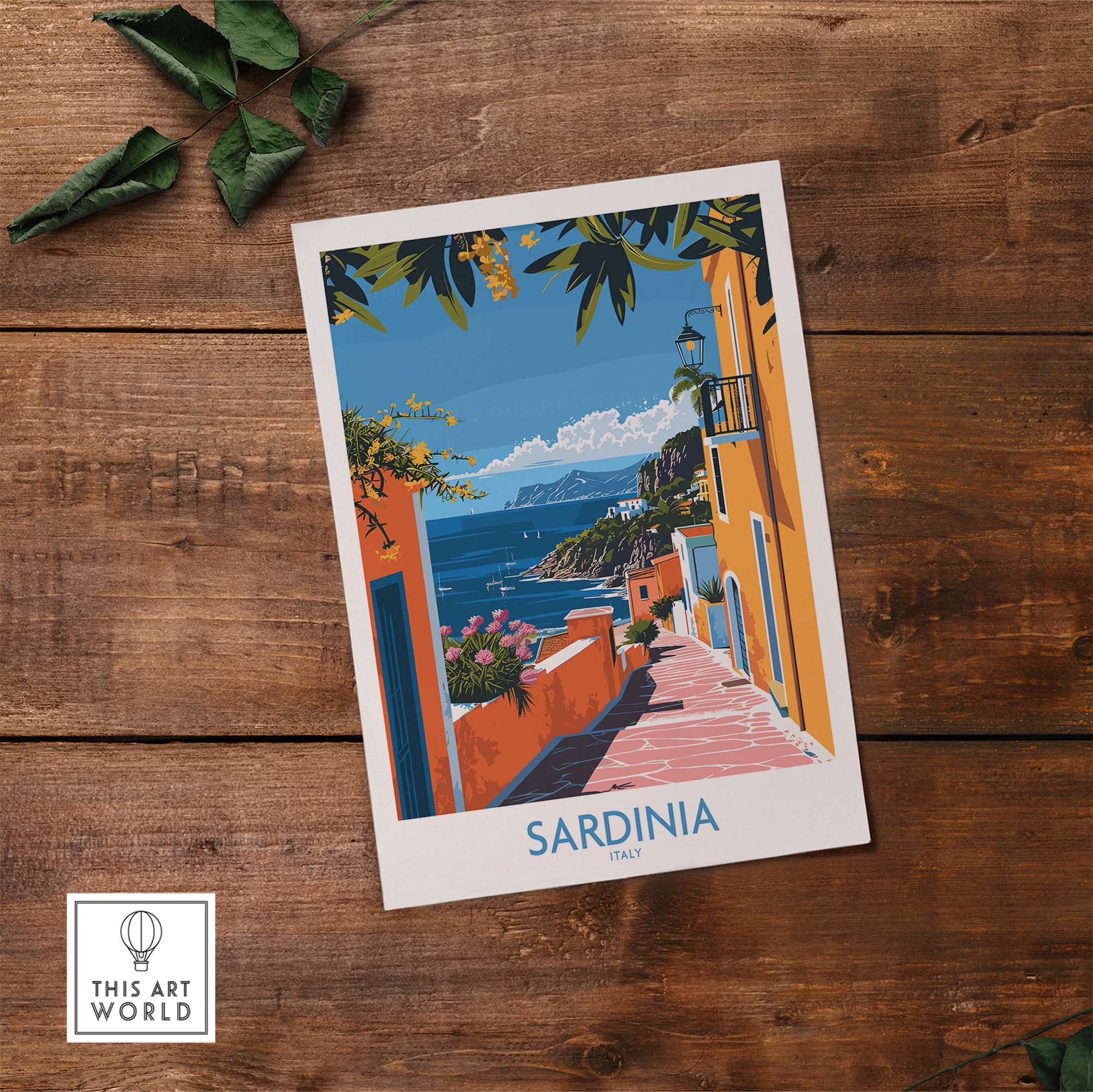 Sardinia Coastal Wall Art Print - Vibrant Detailed Mediterranean View for Home Decor Travel Lovers
