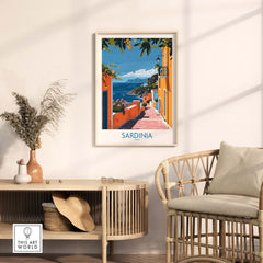 Sardinia Coastal Wall Art Print - Vibrant Detailed Mediterranean View for Home Decor Travel Lovers