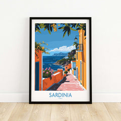Sardinia Coastal Wall Art Print - Vibrant Detailed Mediterranean View for Home Decor Travel Lovers