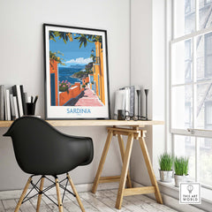 Sardinia Coastal Wall Art Print - Vibrant Detailed Mediterranean View for Home Decor Travel Lovers