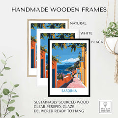 Sardinia Coastal Wall Art Print - Vibrant Detailed Mediterranean View for Home Decor Travel Lovers