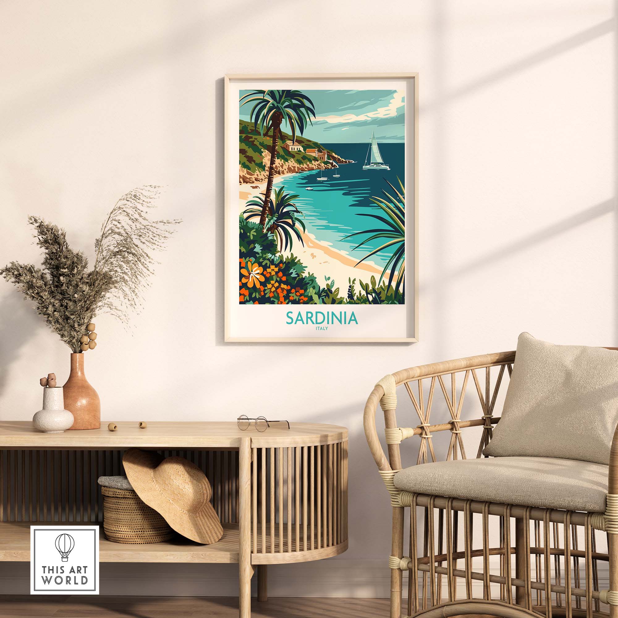 Sardinia Italy Poster - Vibrant Print of Stunning Mediterranean Views