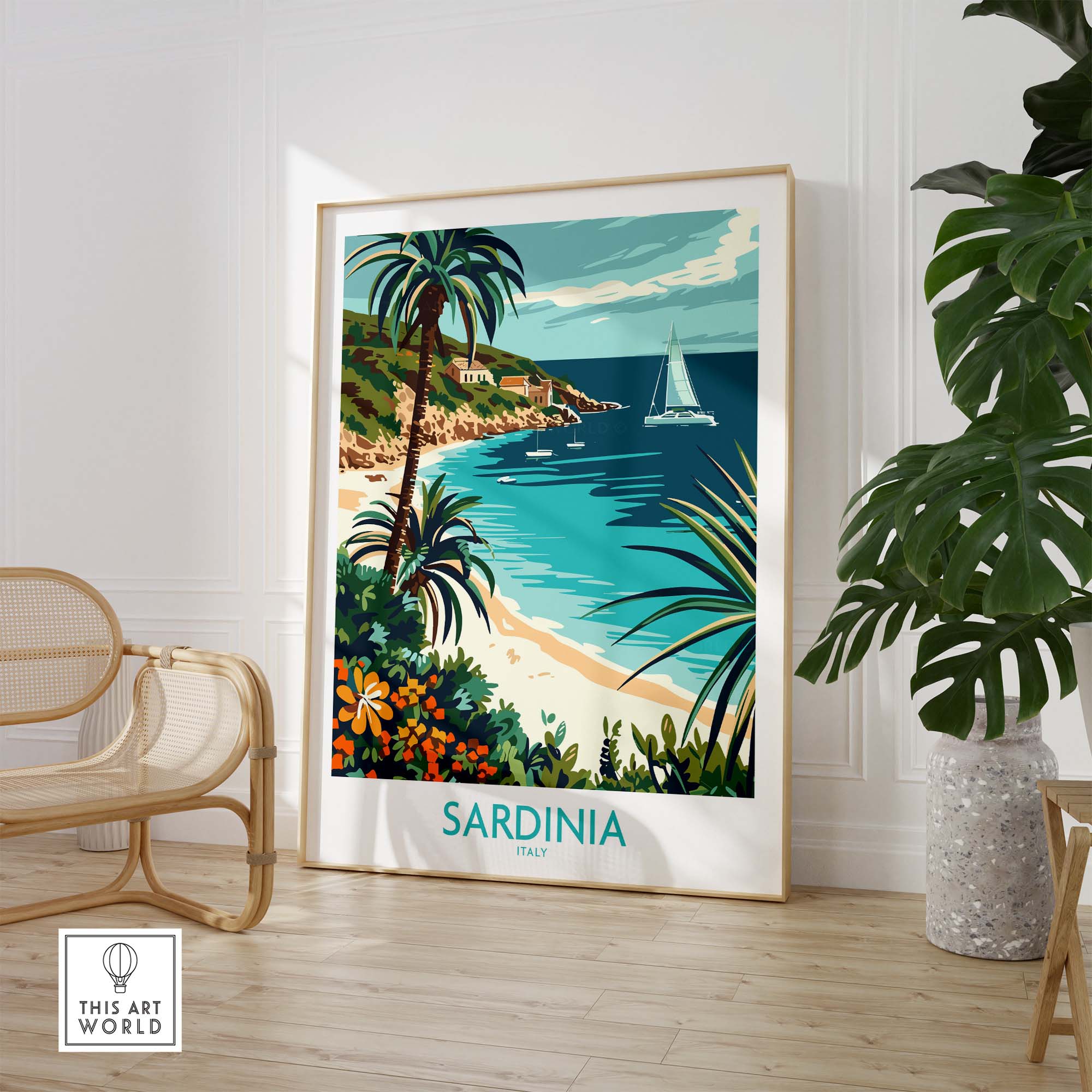 Sardinia Italy Poster - Vibrant Print of Stunning Mediterranean Views