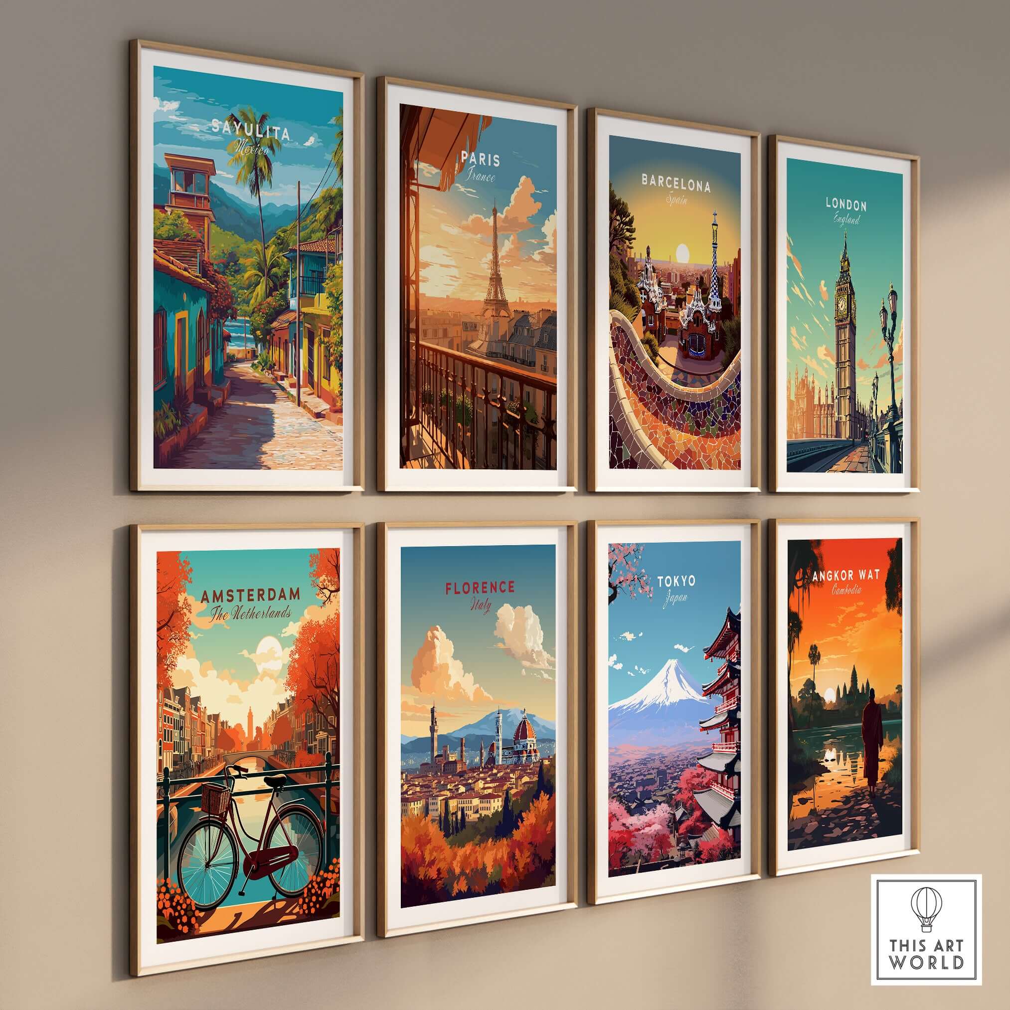Sayulita Poster | Mexican Travel Wall Art collection featuring vibrant city landscapes.