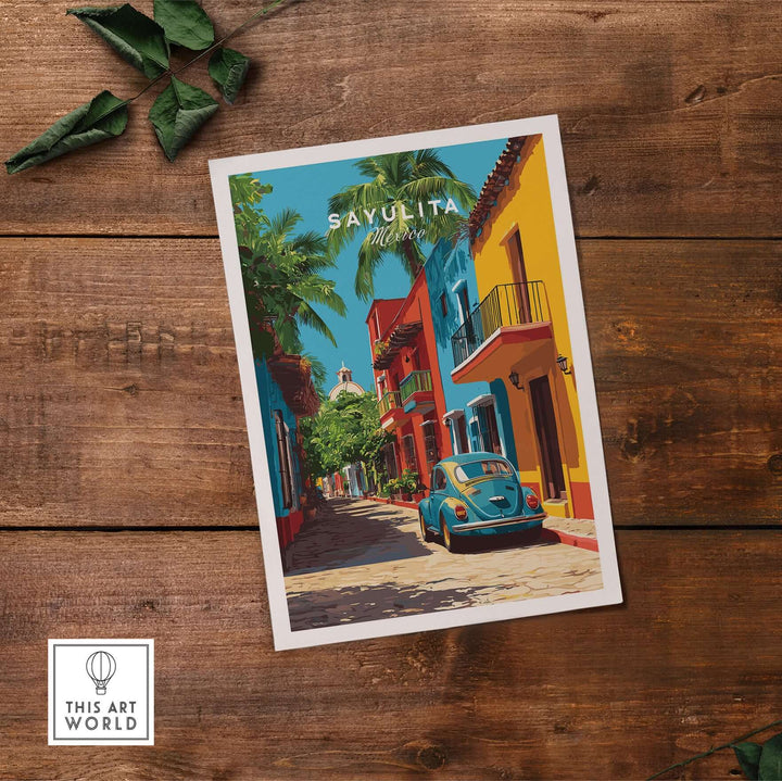 Sayulita Print | Mexican Town Wall Decor featuring vibrant streets and colorful buildings of Sayulita
