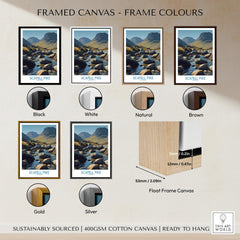 Scafell Pike Lake District Poster | Serene Valley Landscape Canvas Print framed colour options in various finishes.