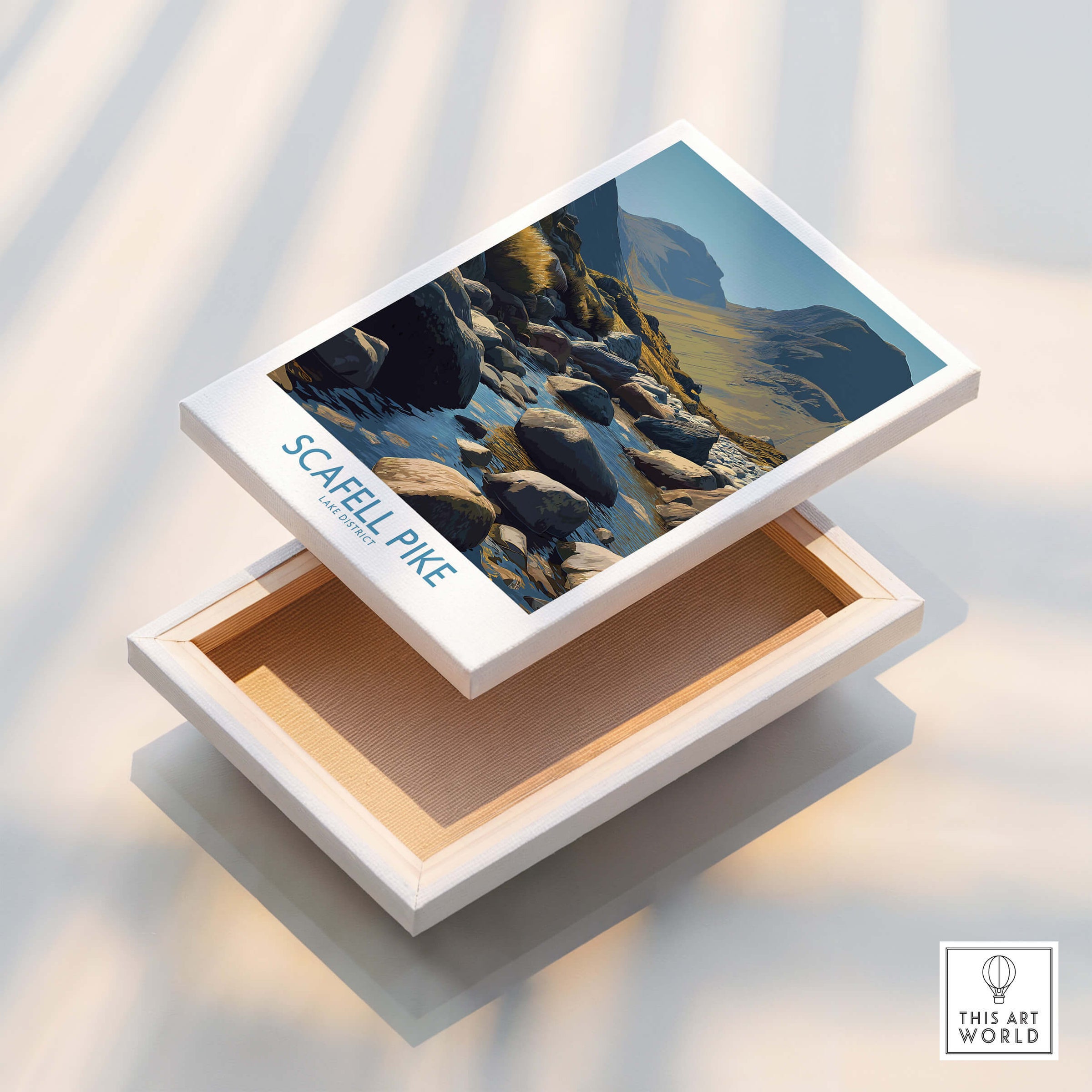 Scafell Pike Lake District Poster | Serene Valley Landscape Canvas Print showcasing tranquil valleys and majestic peaks.