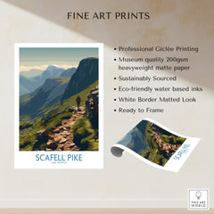 Scafell Pike Lake District Canvas Print | Hiker & Highland Scene Poster showcasing a stunning mountain landscape.