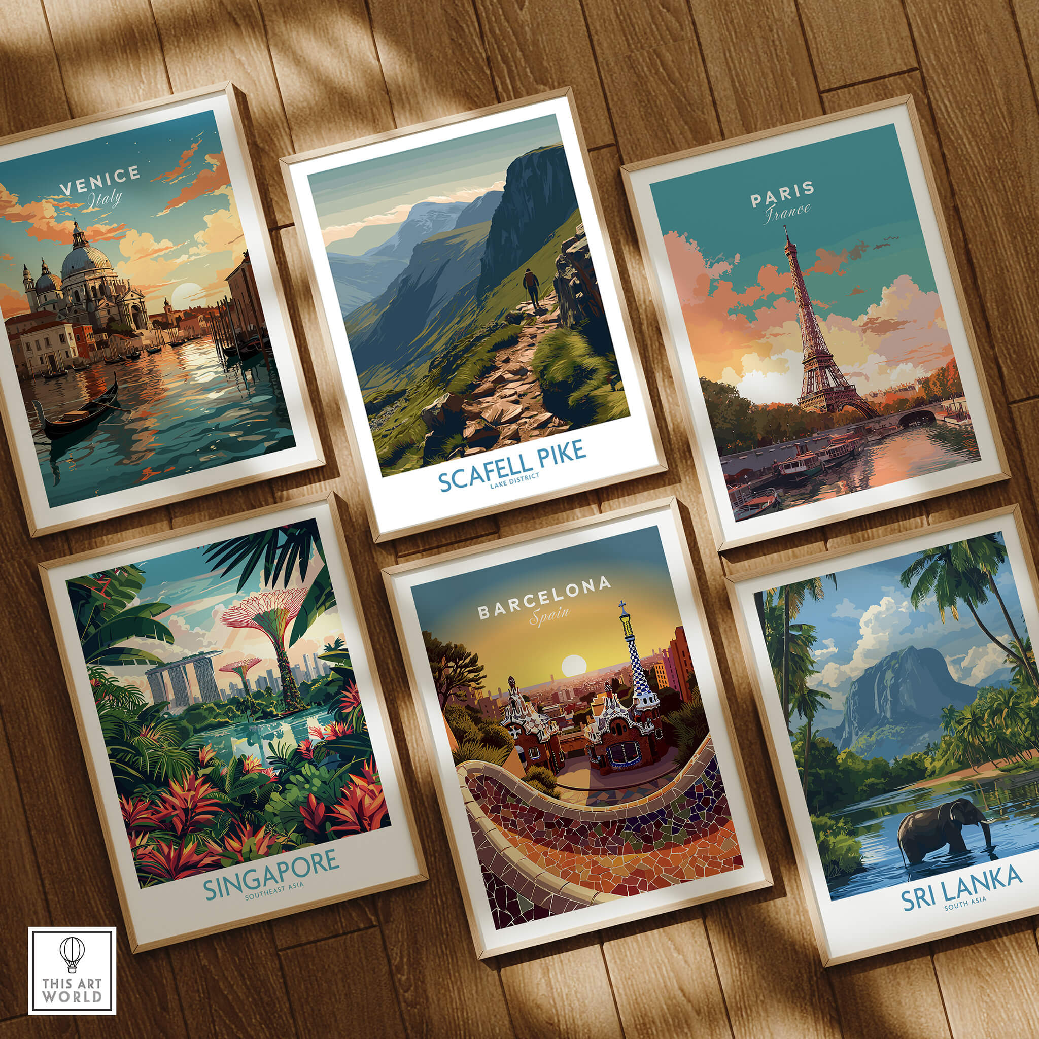Scafell Pike Lake District Canvas Print | Hiker & Highland Scene Poster displayed among travel posters.