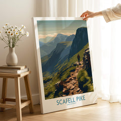 Scafell Pike Lake District Canvas Print | Hiker & Highland Scene Poster showcasing a solitary hiker on a mountain trail.