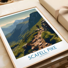 Scafell Pike Lake District Canvas Print | Hiker & Highland Scene Poster featuring a solitary hiker on a rugged trail.