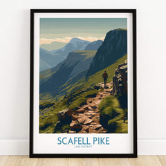 Scafell Pike Lake District Canvas Print | Hiker & Highland Scene Poster featured in a framed artwork.