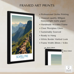 Scafell Pike Lake District Canvas Print | Hiker & Highland Scene Poster framed art print with a picturesque mountain landscape.