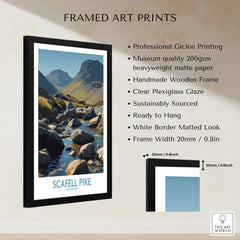 Scafell Pike Lake District Poster | Serene Valley Landscape Canvas Print showing a framed print with professional giclée printing.