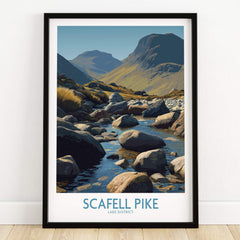 Scafell Pike Lake District Poster | Serene Valley Landscape Canvas Print showcasing tranquil valley and mountains.