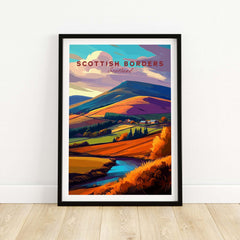 Scottish Borders Valley Travel Print Autumn Landscape Scotland Stream Poster Wall Art
