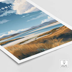 Scottish Islands Travel Print - Grassy Dunes & Seascape Poster - Outer Hebrides Decor featuring serene landscape.
