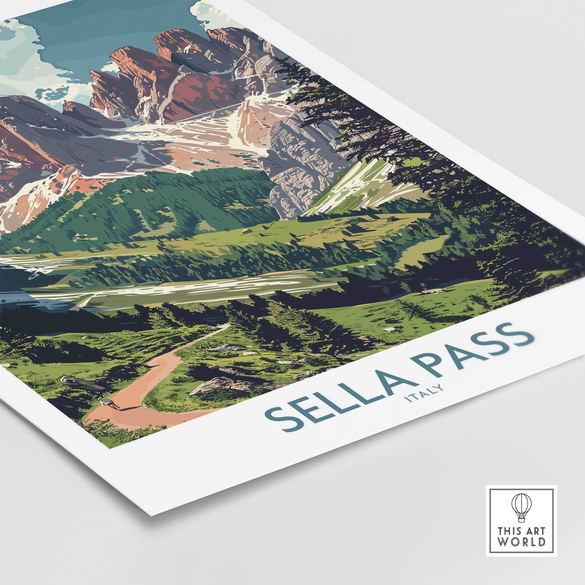 Sella Pass Travel Poster Italy-This Art World