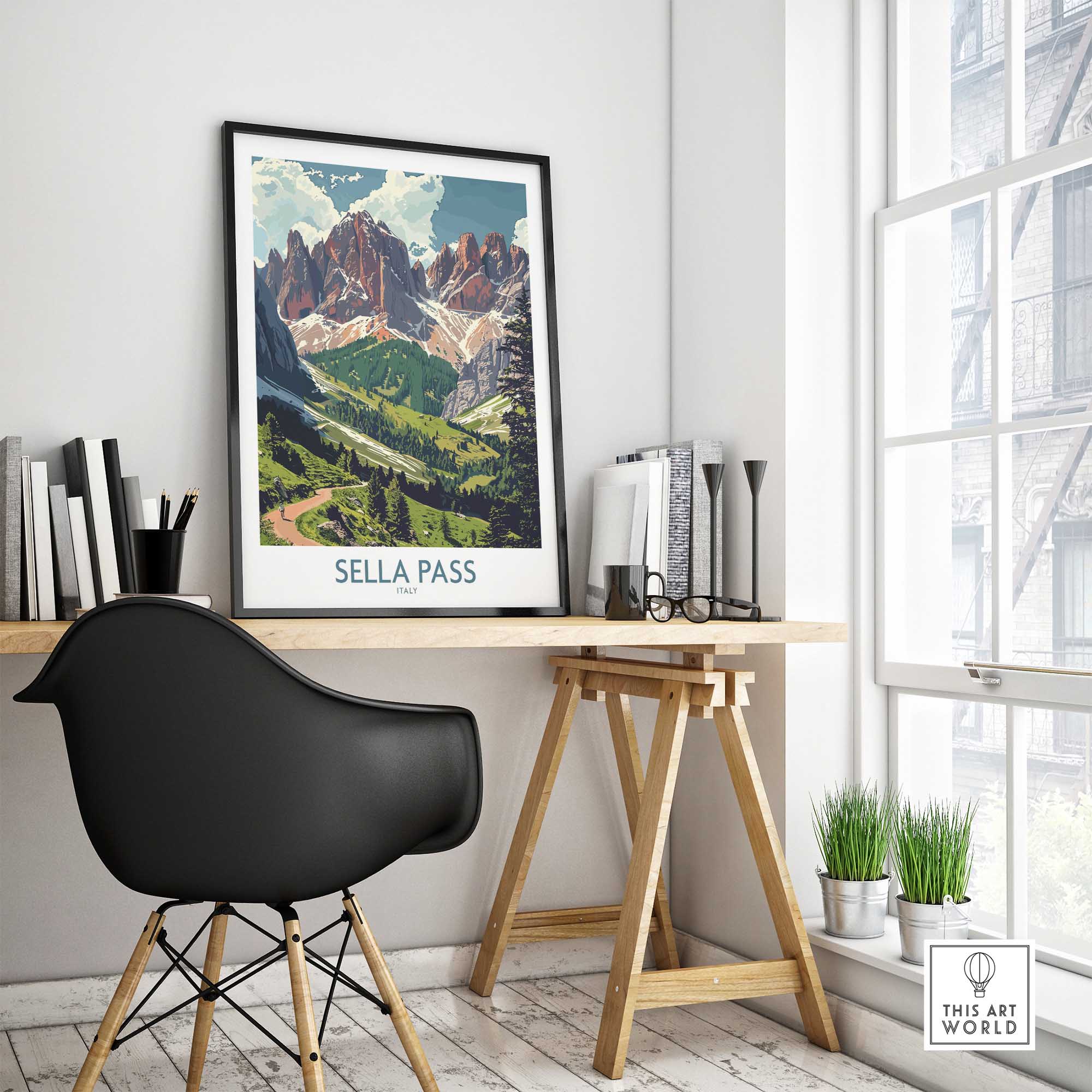 Sella Pass Travel Poster Italy-This Art World