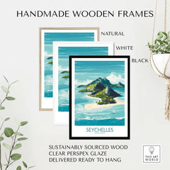 Seychelles Indian Ocean Exotic Poster - Island Destination Print in handmade wooden frames