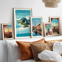 Seychelles Indian Ocean Tropical Island Paradise Print - Beach Travel Wall Art showcased in a stylish interior setting.