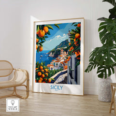 Sicily Italy Travel Print - Vintage Inspired Journey Through the Stunning Island of Sicily