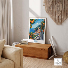 Sicily Italy Travel Print - Vintage Inspired Journey Through the Stunning Island of Sicily