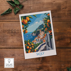 Sicily Italy Travel Print - Vintage Inspired Journey Through the Stunning Island of Sicily