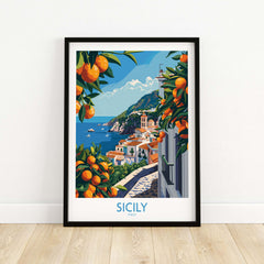 Sicily Italy Travel Print - Vintage Inspired Journey Through the Stunning Island of Sicily