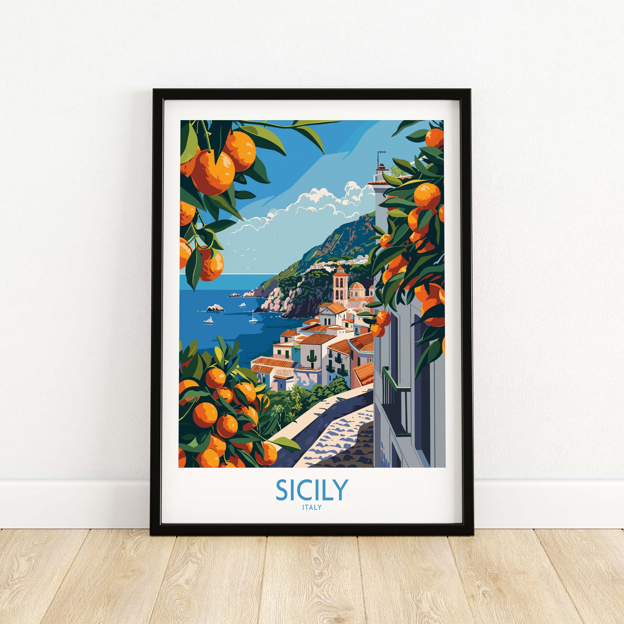 Sicily Italy Travel Print - Vintage Inspired Journey Through the Stunning Island of Sicily