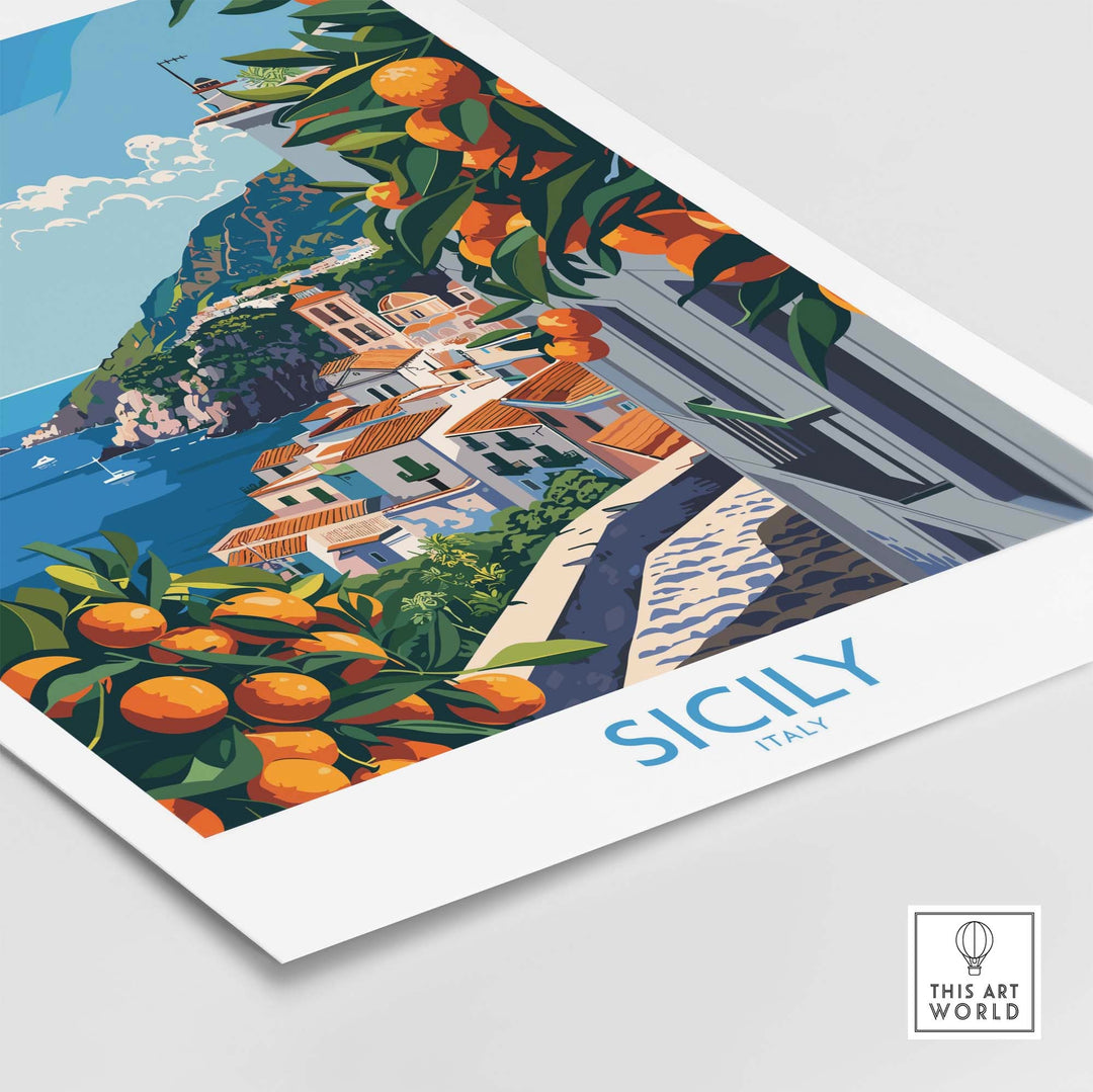 Sicily Italy Travel Print - Vintage Inspired Journey Through the Stunning Island of Sicily