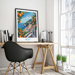 Sicily Italy Travel Print - Vintage Inspired Journey Through the Stunning Island of Sicily