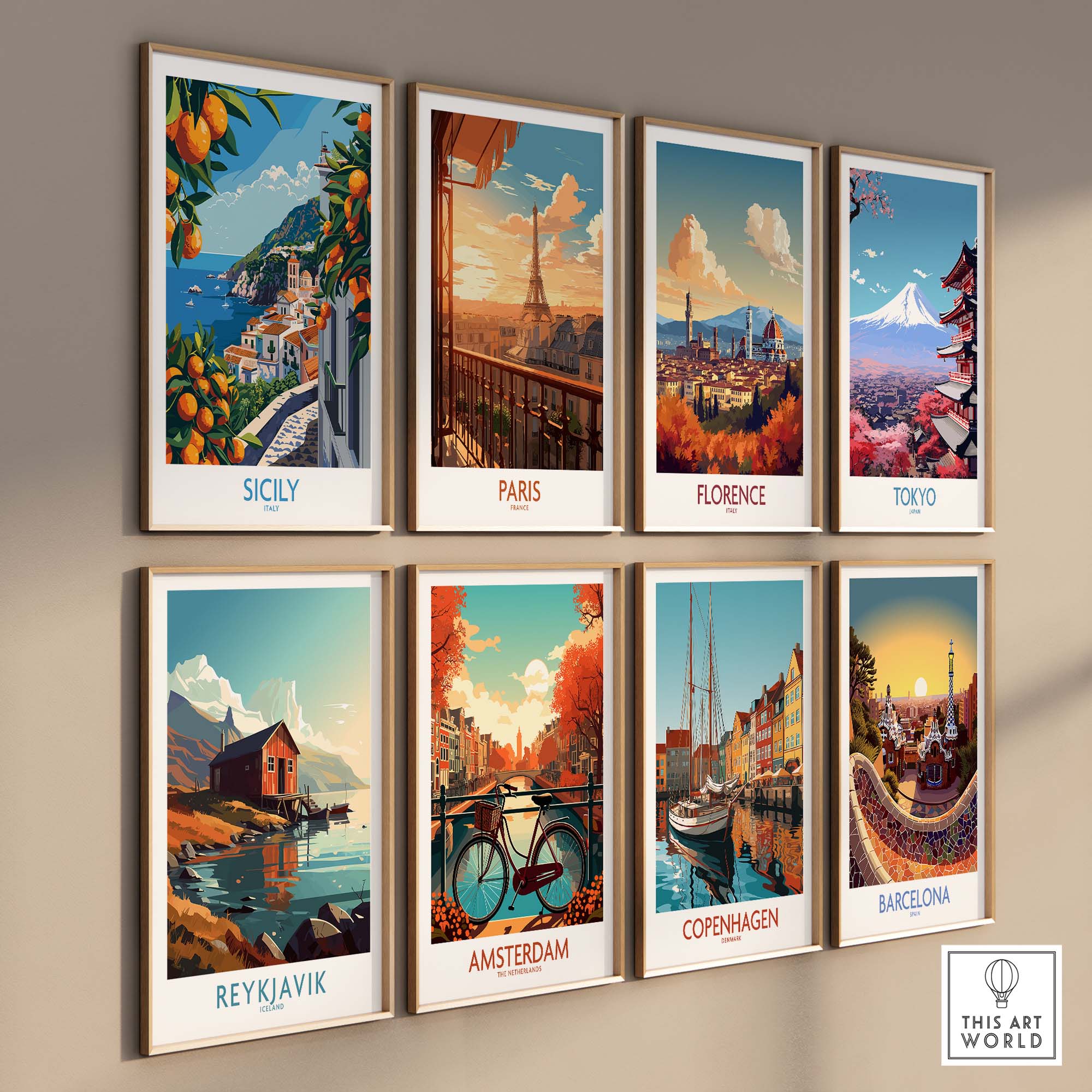 Sicily Italy Travel Print - Vintage Inspired Journey Through the Stunning Island of Sicily