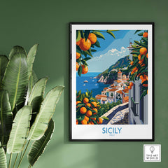 Sicily Italy Travel Print - Vintage Inspired Journey Through the Stunning Island of Sicily