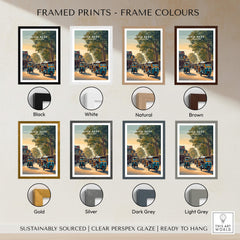 Siem Reap Cambodia Wall Art Print | Traditional Tuk Tuk Travel Poster framed print options in various colors.