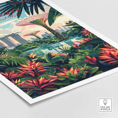 Singapore Marina Bay Poster featuring vibrant greenery and the stunning skyline of Marina Bay.