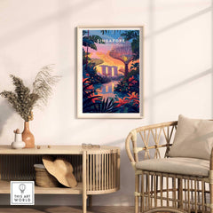 Singapore Poster featuring Gardens on the Bay, enhancing home decor with tropical vibes.