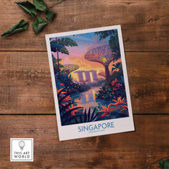 Singapore Wall Art featuring vibrant colors and iconic landmarks of Southeast Asia.
