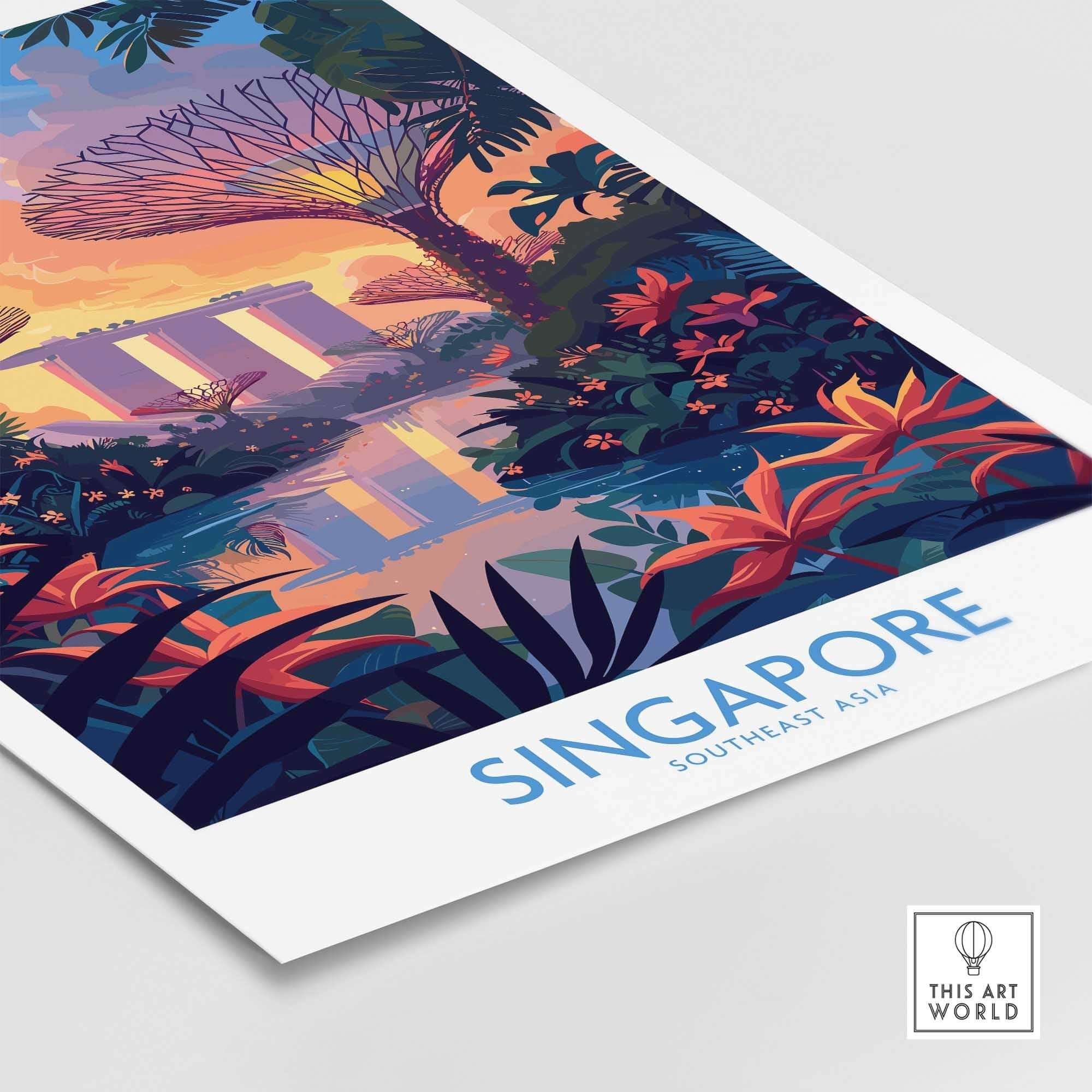 Singapore Wall Art featuring vibrant colors and iconic landmarks of Singapore, perfect for home decor.