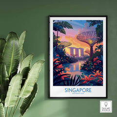 Singapore Wall Art showcasing iconic landmarks and vibrant colors in a stylish frame.