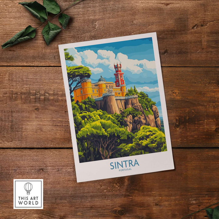 Sintra Portugal Pena Palace Art Print | Castle Poster showcasing colorful architecture and lush scenery.