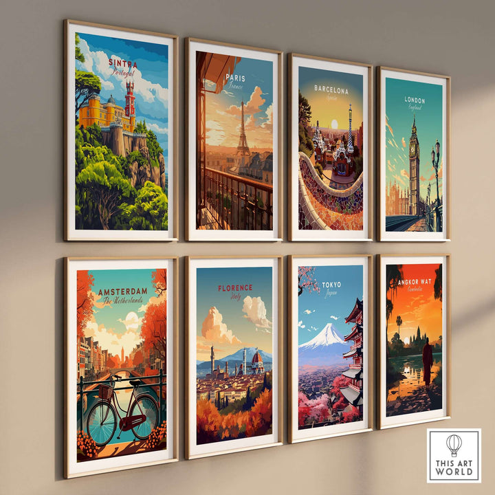 Sintra Print | Portugal Travel Wall Decor showcasing the beauty of Sintra with illustrations of famous landmarks.