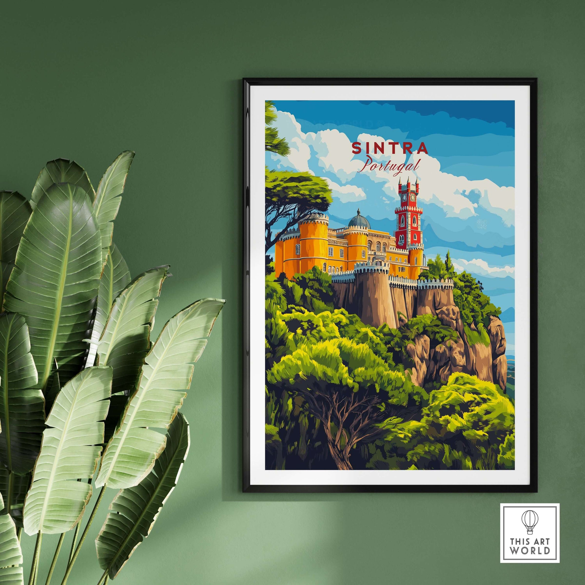Sintra Print | Portugal Travel Wall Decor featuring the dazzling Sintra palaces and lush landscapes in a vibrant art piece.
