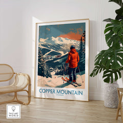 Ski Poster Copper Mountain Wall Art – Winter Sports Colorado featuring a skier at Copper Mountain in Colorado.