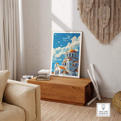Sofia Bulgaria Wall Art featuring a vibrant print of Alexander Nevsky Cathedral in a stylish interior setting.