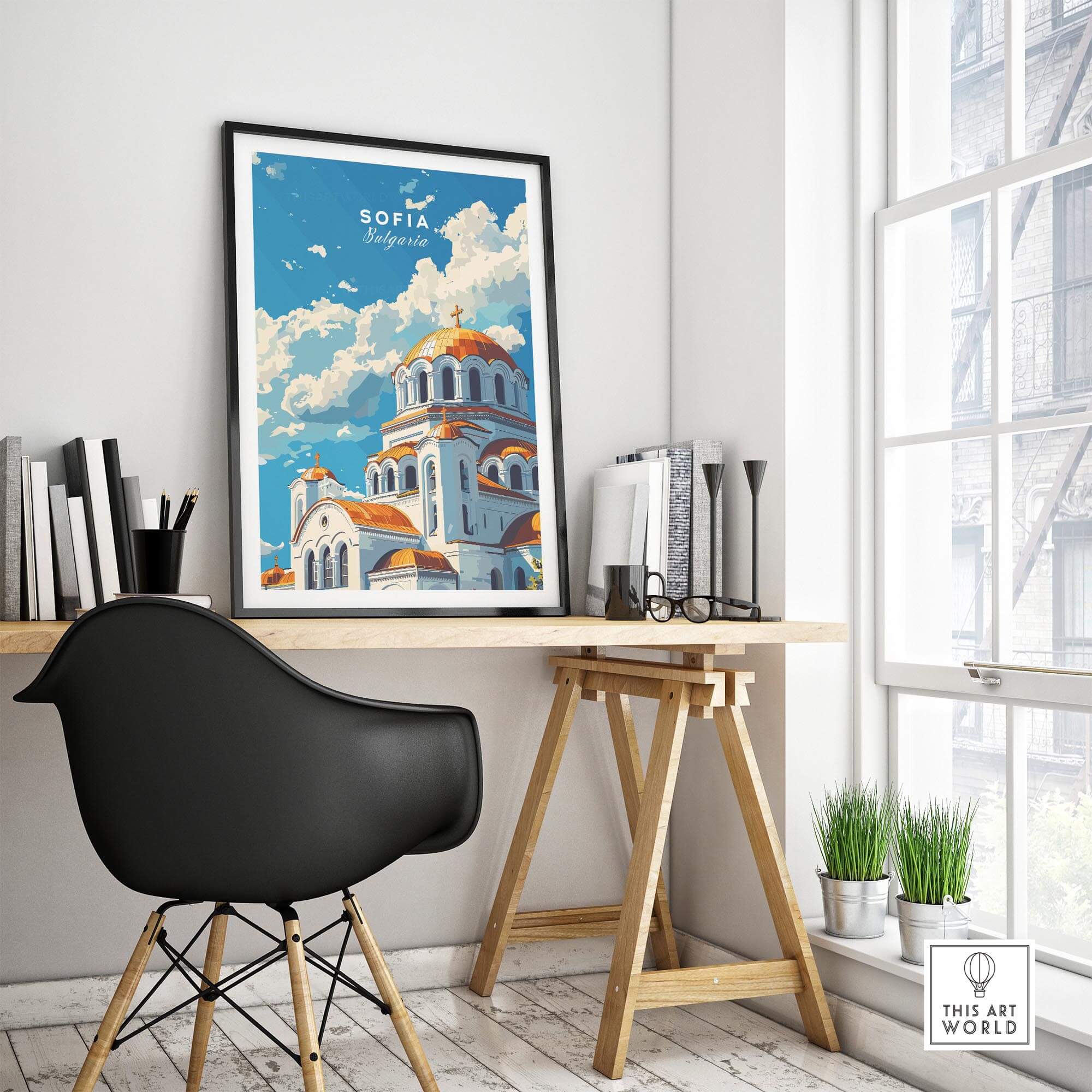 Sofia Bulgaria Wall Art showcasing a beautiful print of a church in Sofia, Bulgaria, perfect for home decor.