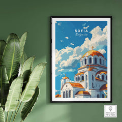 Sofia Bulgaria Wall Art showcasing the Alexander Nevsky Cathedral with vibrant colors and artistic design.