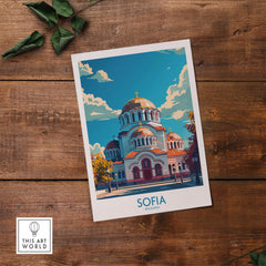 Sofia Travel Poster - Bulgaria featuring the iconic Alexander Nevsky Cathedral art print.