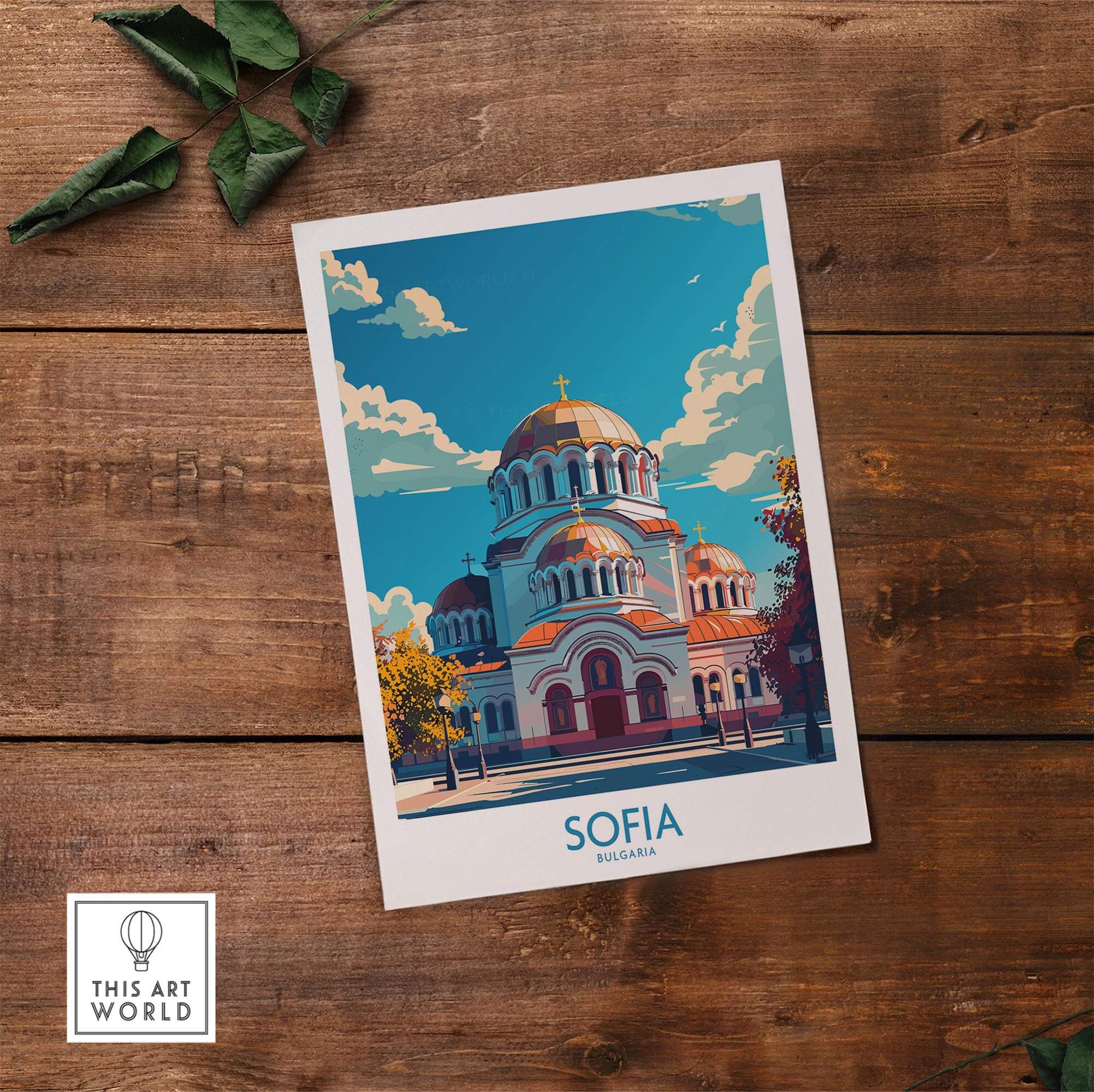 Sofia Travel Poster - Bulgaria featuring the iconic Alexander Nevsky Cathedral art print.